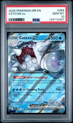 120736358 Cetitan ex 2025 Pokemon SV Destined Rivals - DRI EN #065/182 PSA 10 - Image 1