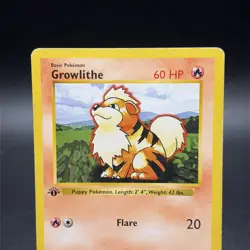 Pokemon Growlithe 028/102 First Edition Base Set (Shadowless) Regular - Image 2