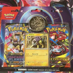 Pokemon Mega Evolution Phantasma Flames Booster Pack Raikou Promo Coin 2 Packs - Image 1
