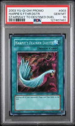 2004 Yu-Gi-Oh! Harpie's Feather Duster SDD-003 Secret Rare PSA 10 GEM MINT - Image 1