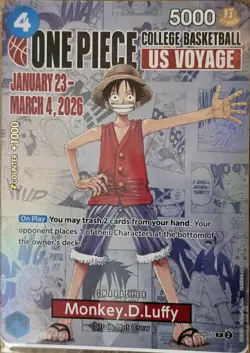 Bandai One Piece College Basketball US Voyage Promo Card Monkey D. Luffy SEALED - Image 1
