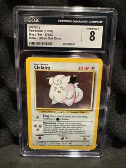 Pokemon 1999 Base Set Clefairy Card 5/102 Holo Black Dot Error CGC 8 - Image 1