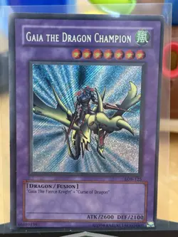 Yu-Gi-Oh! TCG Fusion Gaia the Dragon Champion Secret Rare Holo Card LOB 125 - Image 1