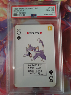 SEQUENTIAL 1996 Pokemon Rattata + Raticate Red Charizard Playing Cards PSA 10 - Image 2