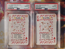 SEQUENTIAL 1996 Pokemon Mankey + Primeape Red Charizard Playing Cards PSA 10 - Image 1