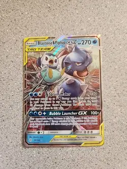 Pokemon Blastoise & Piplup GX 38/236 Sm-Cosmic Eclipse Holo - Image 1