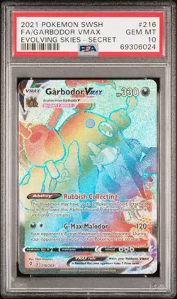 2021 POKEMON SWORD & SHIELD EVOLVING SKIES SECRET FULL ART/GARBODOR VMAX PSA 10 - Image 1