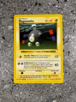 Pokemon TCG Cards SHADOWLESS Base Set Magnemite 53/102 LP - Image 1