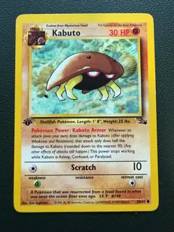 Kabuto Fossil 1st Edition 50/62 LP Condition Pokemon TCG - Image 1