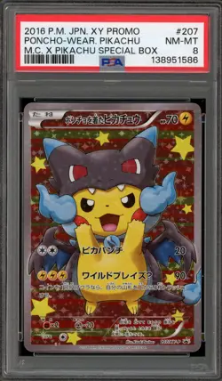 Pokemon Poncho-Wearing Pikachu M Charizard X JPN Full Art Promo 207/XY-P PSA 8 - Image 1