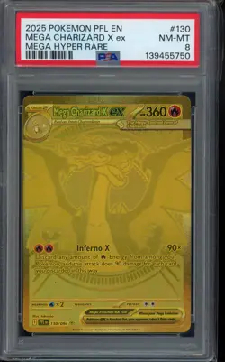 PSA 8 - Mega Charizard X ex 130/094 Phantasmal Flames Holo Pokemon - Image 1