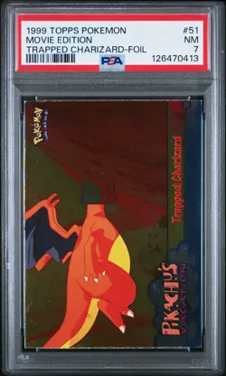 1999 TOPPS POKEMON THE MOVIE EDT TRAPPED CHARIZARD-FOIL #51 MOVIE EDITION PSA 7 - Image 1