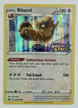 Pokemon TCG - Bibarel - SWSH188 - Brilliant Stars Stamped - Prerelease Promo - Image 1