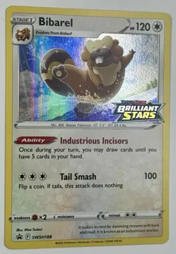 Pokemon TCG - Bibarel - SWSH188 - Brilliant Stars Stamped - Prerelease Promo - Image 2