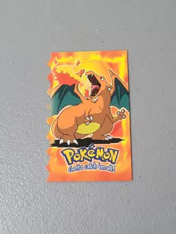 1999 TOPPS POKEMON #06 CHARIZARD EVOLUTION EMBOSSED DIE CUT BLUE LOGO - Image 1