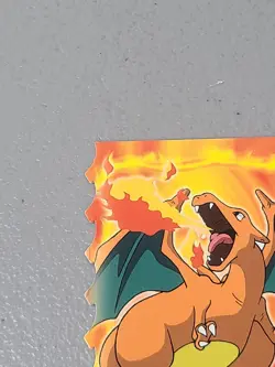 1999 TOPPS POKEMON #06 CHARIZARD EVOLUTION EMBOSSED DIE CUT BLUE LOGO - Image 2