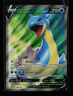 Lapras V (Full Art) 189/202 Ultra Rare Sword & Shield Base Set Pokemon Card - Image 1