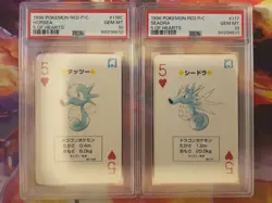 SEQUENTIAL 1996 Pokemon Red Horsea + Seadra Poker Playing Cards PSA 10 Gem Mint - Image 1