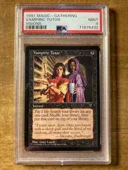 MTG✨VAMPIRIC TUTOR✨Visions PSA 9 MINT Rare FETCH Instant 1997 Scarce Low POP ! - Image 1