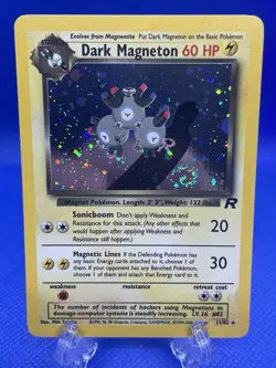Pokemon TCG Dark Magneton 11/82 Team Rocket Holo Rare WOTC NM SWIRL! 💫 - Image 1