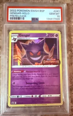 2022 POKEMON SWSH BLACK STAR PROMO PRERELEASE #241 GENGAR-HOLO PSA 10 - Image 1