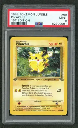 1999 POKEMON JUNGLE 60 PIKACHU 1ST EDITION PSA MINT 9 - Image 1