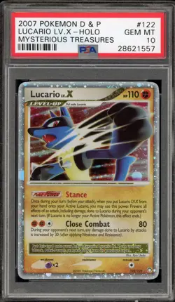 Pokemon Lucario Lv.X Mysterious Treasures Holo Ultra Rare #122 PSA 10 Gem Mint - Image 1