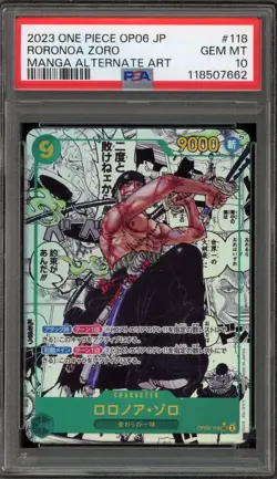 One Piece CCG Roronoa Zoro Japanese Manga Alternate Art OP06-118 PSA 10 Gem Mint - Image 1