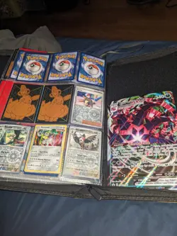 Pokemon card mostly full binder, too many photos to include all, includes binder - Image 1
