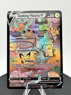 Pokemon Fan Art Card Holo Cooking Pikachu Holo - Image 1