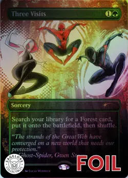 MTG Three Visits (Rainbow Foil) (1991) | NM Foil | Secret Lair Spider-Man {SLD} - Image 1
