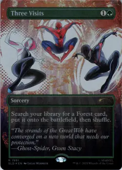 MTG Three Visits (Rainbow Foil) (1991) | NM Foil | Secret Lair Spider-Man {SLD} - Image 2