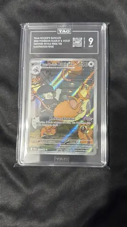 2025 POKEMON DESTINED RIVALS ILLUSTRATION RARE TEAM ROCKET'S RATICATE TAG MINT 9 - Image 1