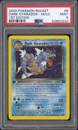 2000 POKEMON ROCKET 1ST EDITION #8 DARK GYARADOS-HOLO PSA 9 - Image 1