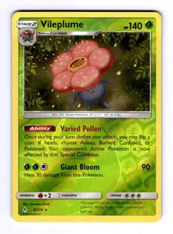 Vileplume SM - Unbroken Bonds #8 (2019) Reverse Holo NM Pokemon - Image 1