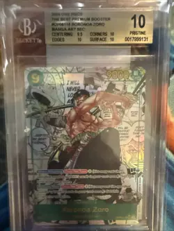 One Piece CCG Roronoa Zoro PRB01 Manga Alternate Art OP06-118 BGS 10 Gem Mint - Image 1