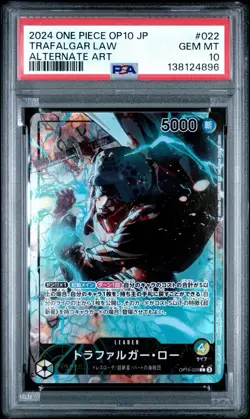 One Piece PSA10 Trafalgar Law 2024 OP10-022 Royal Blood ALT ART Japanese - Image 1