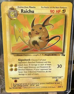 Pokemon Card Raichu Pokemon Vintage Fossil Non-holo Rare Wotc 1999 - Image 1