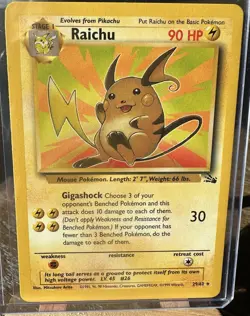 Pokemon Card Raichu Pokemon Vintage Fossil Non-holo Rare Wotc 1999 - Image 3