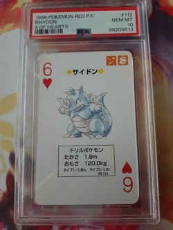 SEQUENTIAL 1996 Pokemon Rhyhorn + Rhydon Red Charizard Poker Playing Card PSA 10 - Image 2