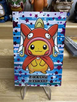 Pikachu Magikarp Poncho Purple Foil Holo Card Database Attacks Pokemon - Image 1