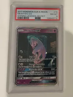 PSA 8 - 2017 POKEMON SUN & MOON SHINING LEGENDS SECRET #78 MEWTWO GX - Image 1