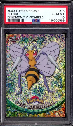 2000 Pokemon Topps Chrome Sparkle Beedrill #15 PSA 10 GEM MINT - Image 1