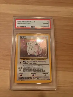 1999 POKEMON BASE SET UNLIMITED #5 CLEFAIRY-HOLO PSA 8 - Image 1