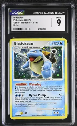 CGC 9 MINT Blastoise 2007 Secret Wonders 2/132 Holo Pokemon Card - Image 1