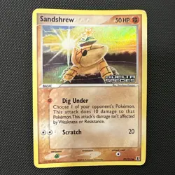 Sandshrew 82/113 EX Delta Species Stamped Reverse Holo Pokemon TCG Card Damaged - Image 1