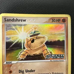 Sandshrew 82/113 EX Delta Species Stamped Reverse Holo Pokemon TCG Card Damaged - Image 2