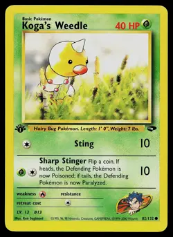 Pokemon Card - Koga's Weedle Gym Challenge 82/132 Common 1st Edition - Image 1
