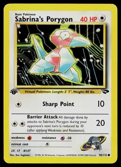 Pokemon Card - Sabrina's Porygon Gym Challenge 98/132 Common 1st Edition - Image 1