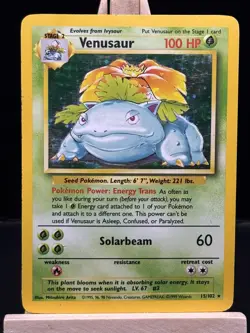 Pokemon TCG Venusaur Base Set 15/102 Holo Unlimited Holo Rare MP - Image 1